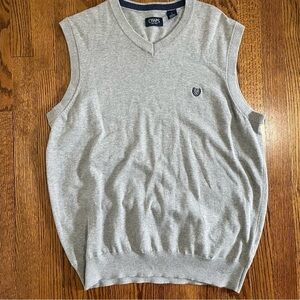 Chaps Light Gray Sweater Vest V Neck Size Large